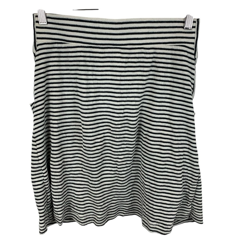 Free People sz S All Tied Up Layered Skirt Cream Black Striped Stretch Knit - Picture 4 of 8